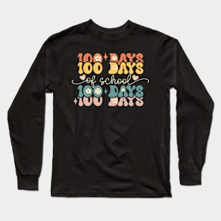 Retro Days of School Groovy Teacher 100th Day of School Long Sleeve T-Shirt